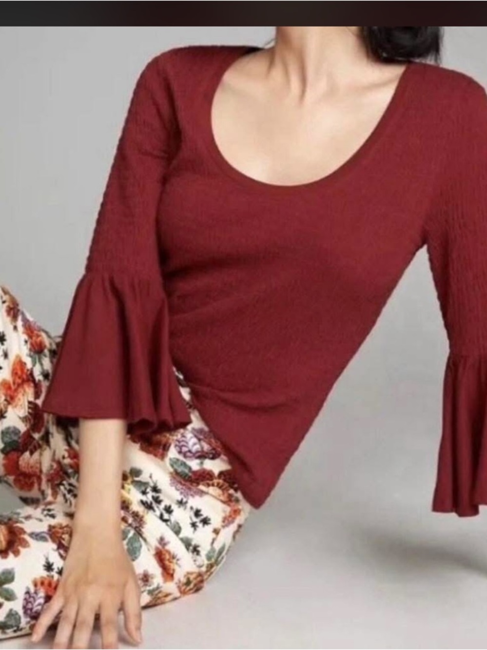Anthropologie flounced sleeve top